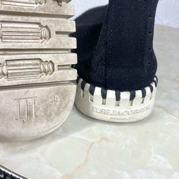 Ilse Jacobsen Slip On Sneakers 8.5 Black Leather Breathable Casual Comfort Shoes - Picture 13 of 13
